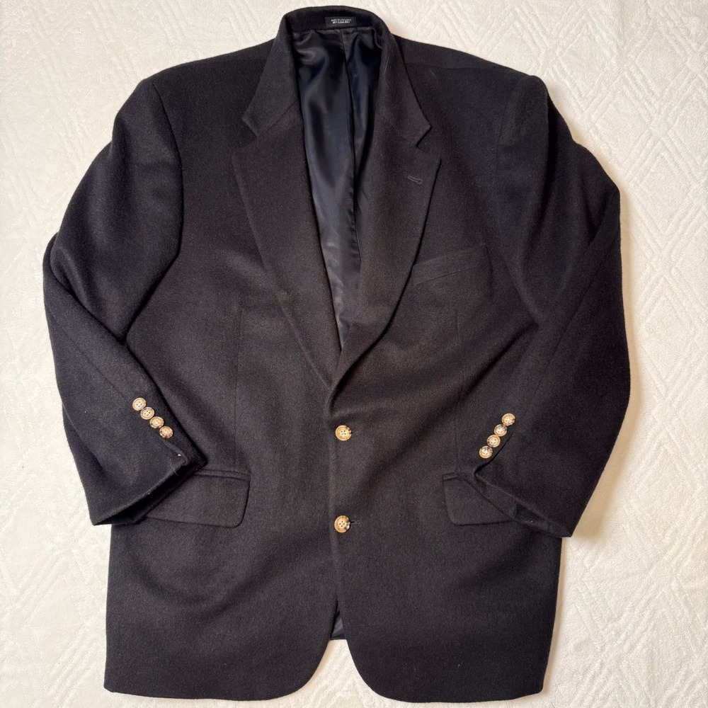 Classic Preppy British Retro 44R Black 100% Camel Hair Blazer Sport Coat